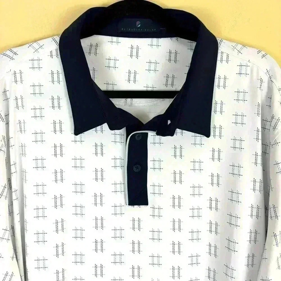 Extracurricular White/Navy “Palm Beach” Short Sleeve Lightweight Men Polo Size2X - Picture 3 of 16